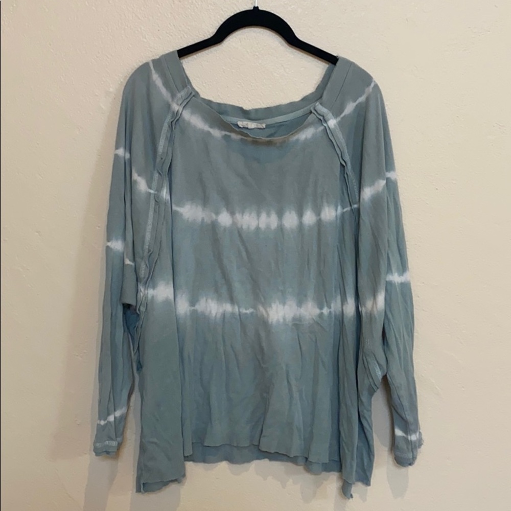 Boho Easel Long-sleeve Tie-dye ocean blue shirt